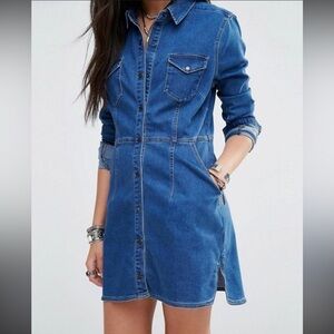Western denim dress button detail free people dynamite size large